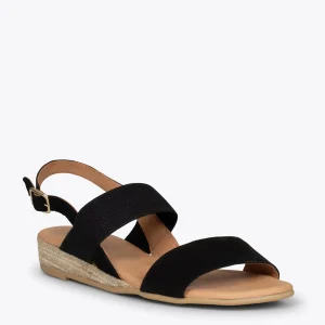 Esparto Y Alpargatas<miMaO Arena Sandalia De Esparto Negra Con Tira Elastica
