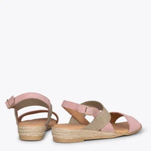 Esparto Y Alpargatas<miMaO Arena Sandalia De Esparto Rosa Con Tira Elastica