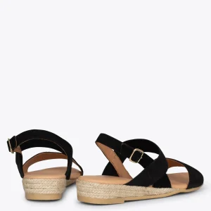 Esparto Y Alpargatas<miMaO Arena Sandalia De Esparto Negra Con Tira Elastica