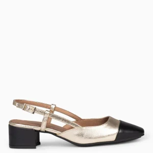Zapatos De Fiesta<miMaO Audrey – Bailarinas Destalonadas Bicolor Con Tacón Oro