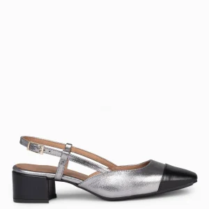 Zapatos De Fiesta<miMaO Audrey – Bailarinas Destalonadas Bicolor Con Tacón Plata