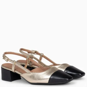 Zapatos De Fiesta<miMaO Audrey – Bailarinas Destalonadas Bicolor Con Tacón Oro