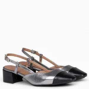 Zapatos De Fiesta<miMaO Audrey – Bailarinas Destalonadas Bicolor Con Tacón Plata