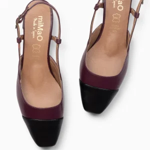 Zapatos De Fiesta<miMaO Audrey – Bailarinas Destalonadas Bicolor Con Tacón Burdeos