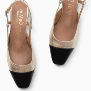 Zapatos De Fiesta<miMaO Audrey – Bailarinas Destalonadas Bicolor Con Tacón Oro