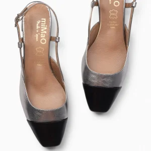 Zapatos De Fiesta<miMaO Audrey – Bailarinas Destalonadas Bicolor Con Tacón Plata