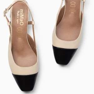 Zapatos De Fiesta<miMaO Audrey – Bailarinas Destalonadas Bicolor Con Tacón Beige