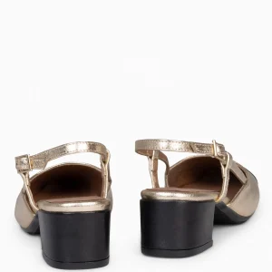 Zapatos De Fiesta<miMaO Audrey – Bailarinas Destalonadas Bicolor Con Tacón Oro
