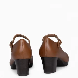 Urban Zapatos De Tacón<miMaO Azafata Pulsera – Zapatos De Mujer Con Plataforma Y Tacón Bajo Camel