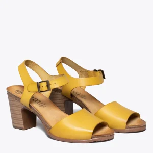 Sandalias De Tacón<miMaO Balear – Sandalia Bio Mostaza Con Tacón