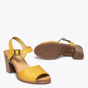 Sandalias De Tacón<miMaO Balear – Sandalia Bio Mostaza Con Tacón