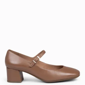 Mocasines Y Blucher<miMaO Bella – Merceditas Con Tacón Y Puntera Cuadrada Camel