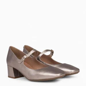 Mocasines Y Blucher<miMaO Bella – Merceditas Con Tacón Y Puntera Cuadrada Platino