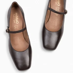 Mocasines Y Blucher<miMaO Bella – Merceditas Con Tacón Y Puntera Cuadrada Marron