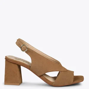 Sandalias De Tacón<miMaO Block – Zapatos Destalonados De Tacón Cuadrado Camel