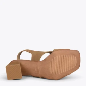 Sandalias De Tacón<miMaO Block – Zapatos Destalonados De Tacón Cuadrado Camel