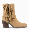 Botines De Mujer<miMaO Boho – Botines Estilo Cowboy Con Flecos Beige
