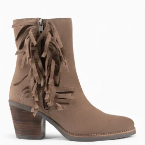 Botines De Mujer<miMaO Boho – Botines Estilo Cowboy Con Flecos Taupe