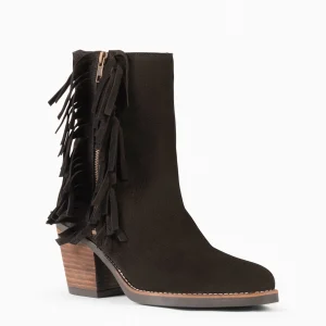 Botines De Mujer<miMaO Boho – Botines Estilo Cowboy Con Flecos Negro