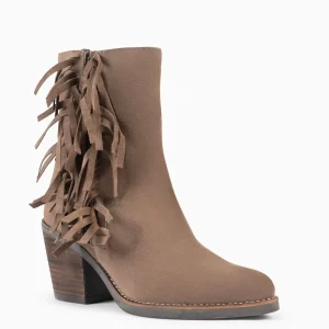 Botines De Mujer<miMaO Boho – Botines Estilo Cowboy Con Flecos Taupe