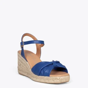 Esparto Y Alpargatas<miMaO Cadiz Sandalias De Esparto Con Puntera Cuadrada Azules