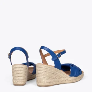 Esparto Y Alpargatas<miMaO Cadiz Sandalias De Esparto Con Puntera Cuadrada Azules