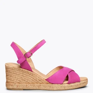 Esparto Y Alpargatas<miMaO Calpe – Cunas De Esparto Artesanal Con Tiras Y Hebilla Fucsia