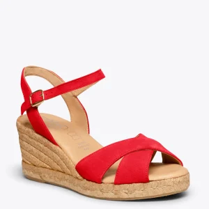 Esparto Y Alpargatas<miMaO Calpe – Cunas De Esparto Artesanal Con Tiras Y Hebilla Rojo
