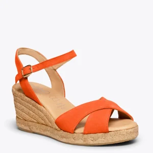 Esparto Y Alpargatas<miMaO Calpe – Cunas De Esparto Artesanal Con Tiras Y Hebilla Naranja