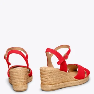 Esparto Y Alpargatas<miMaO Calpe – Cunas De Esparto Artesanal Con Tiras Y Hebilla Rojo
