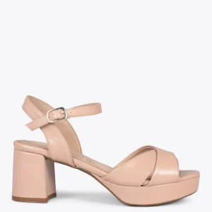 Sandalias De Tacón<miMaO Cerdena – Sandalias De Tacón Ancho Y Plataforma Nude