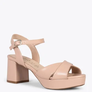 Sandalias De Tacón<miMaO Cerdena – Sandalias De Tacón Ancho Y Plataforma Nude