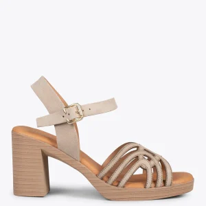 Sandalias De Tacón<miMaO Cibeles – Sandalias De Tacón Efecto Madera Taupe