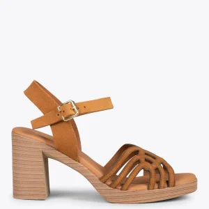 Sandalias De Tacón<miMaO Cibeles – Sandalias De Tacón Efecto Madera Whisky