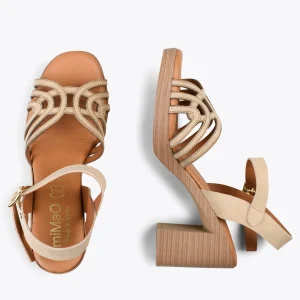 Sandalias De Tacón<miMaO Cibeles – Sandalias De Tacón Efecto Madera Beige
