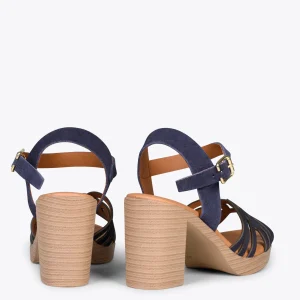 Sandalias De Tacón<miMaO Cibeles – Sandalias De Tacón Efecto Madera Marino