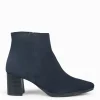 Botines De Mujer<miMaO City - Botines De Tacón Ancho Y Punta Fina Marino De Serraje