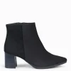 Botines De Mujer<miMaO City - Botines De Tacón Ancho Y Punta Fina Negro De Serraje