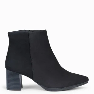Botines De Mujer<miMaO City - Botines De Tacón Ancho Y Punta Fina Negro De Serraje