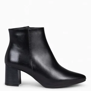 Botines De Mujer<miMaO City - Botines De Tacón Ancho Y Punta Fina Negro Napa