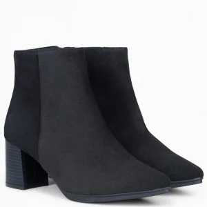Botines De Mujer<miMaO City - Botines De Tacón Ancho Y Punta Fina Negro De Serraje