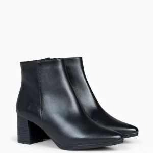 Botines De Mujer<miMaO City - Botines De Tacón Ancho Y Punta Fina Negro Napa