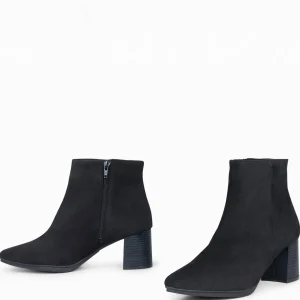 Botines De Mujer<miMaO City - Botines De Tacón Ancho Y Punta Fina Negro De Serraje