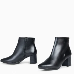 Botines De Mujer<miMaO City - Botines De Tacón Ancho Y Punta Fina Negro Napa