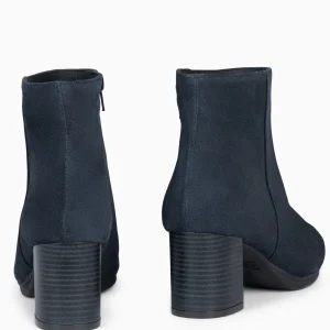 Botines De Mujer<miMaO City - Botines De Tacón Ancho Y Punta Fina Marino De Serraje