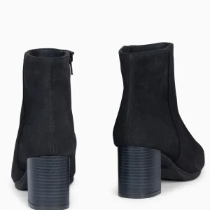Botines De Mujer<miMaO City - Botines De Tacón Ancho Y Punta Fina Negro De Serraje