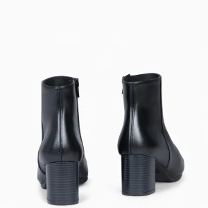 Botines De Mujer<miMaO City - Botines De Tacón Ancho Y Punta Fina Negro Napa