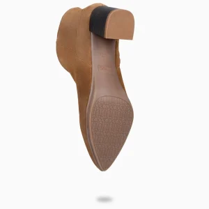 Botines De Mujer<miMaO City - Botines De Tacón Ancho Y Punta Fina Camel De Serraje