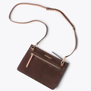 Bolsos De Mujer<miMaO Classic Bolso Bandolera De Piel Con Doble Cremallera Marron