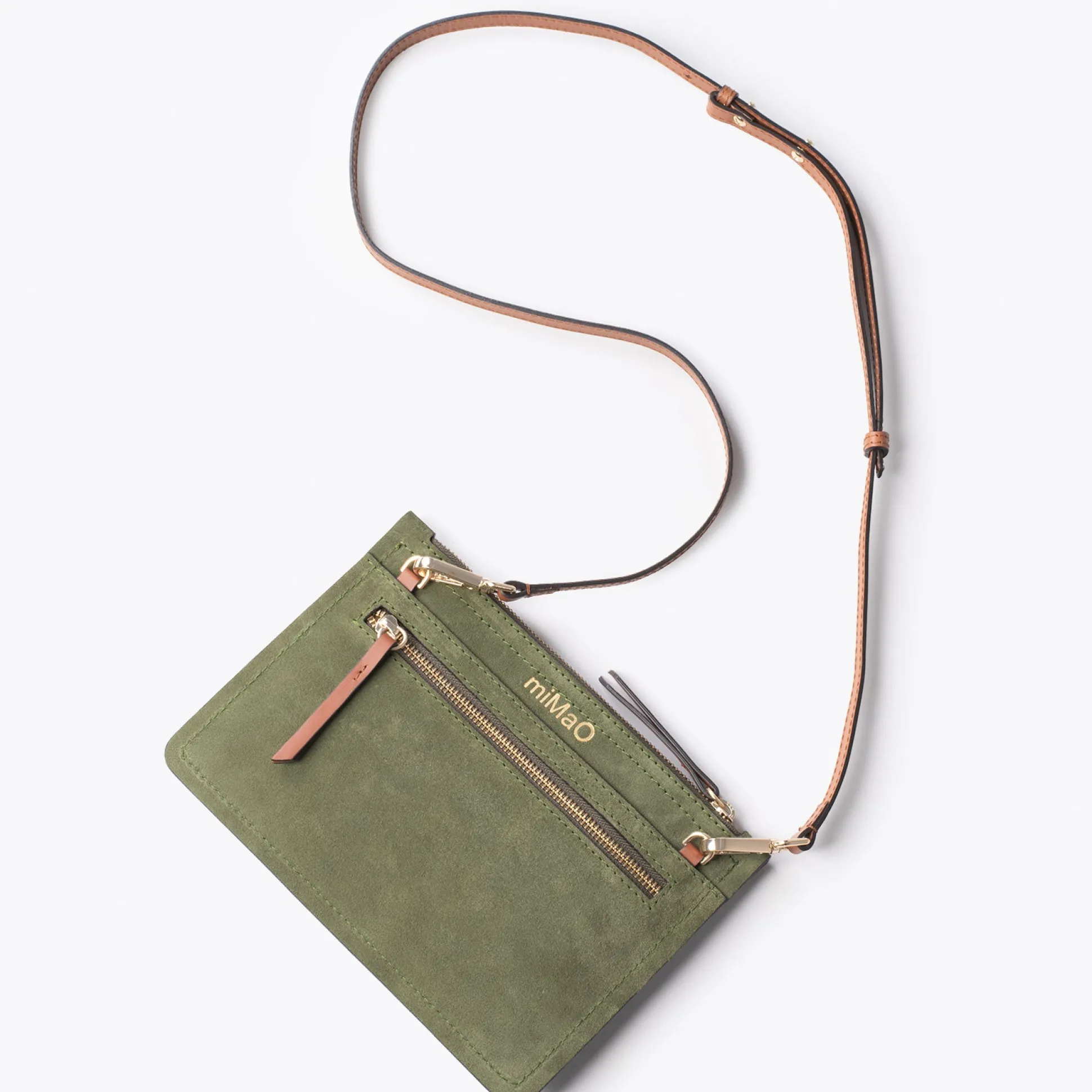 classic_bolso_bandolera_d_1-5.webp Bolsos De Mujer<miMaO Classic Bolso Bandolera De Piel Con Doble Cremallera Verde